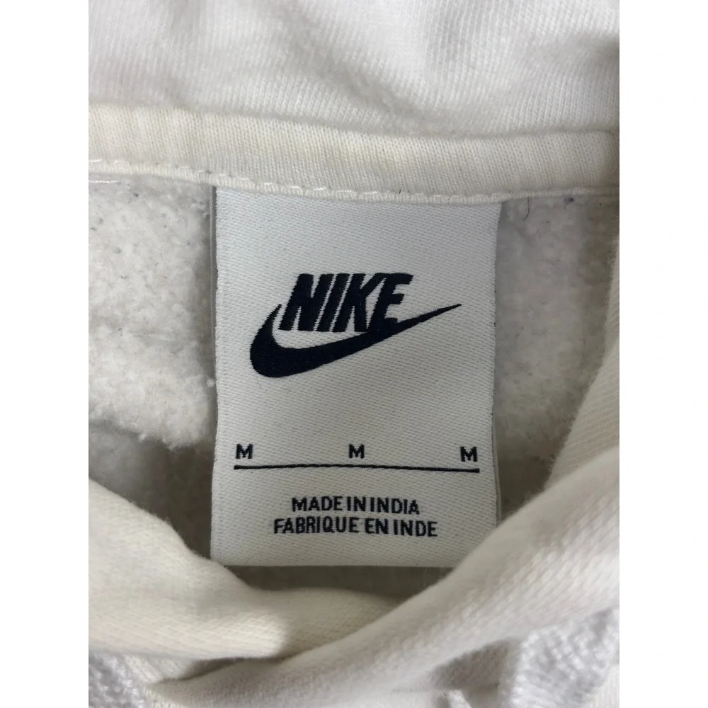 Nike Mens Sportswear Club Fleece Hoodie White Black Embroidered Logo Size M